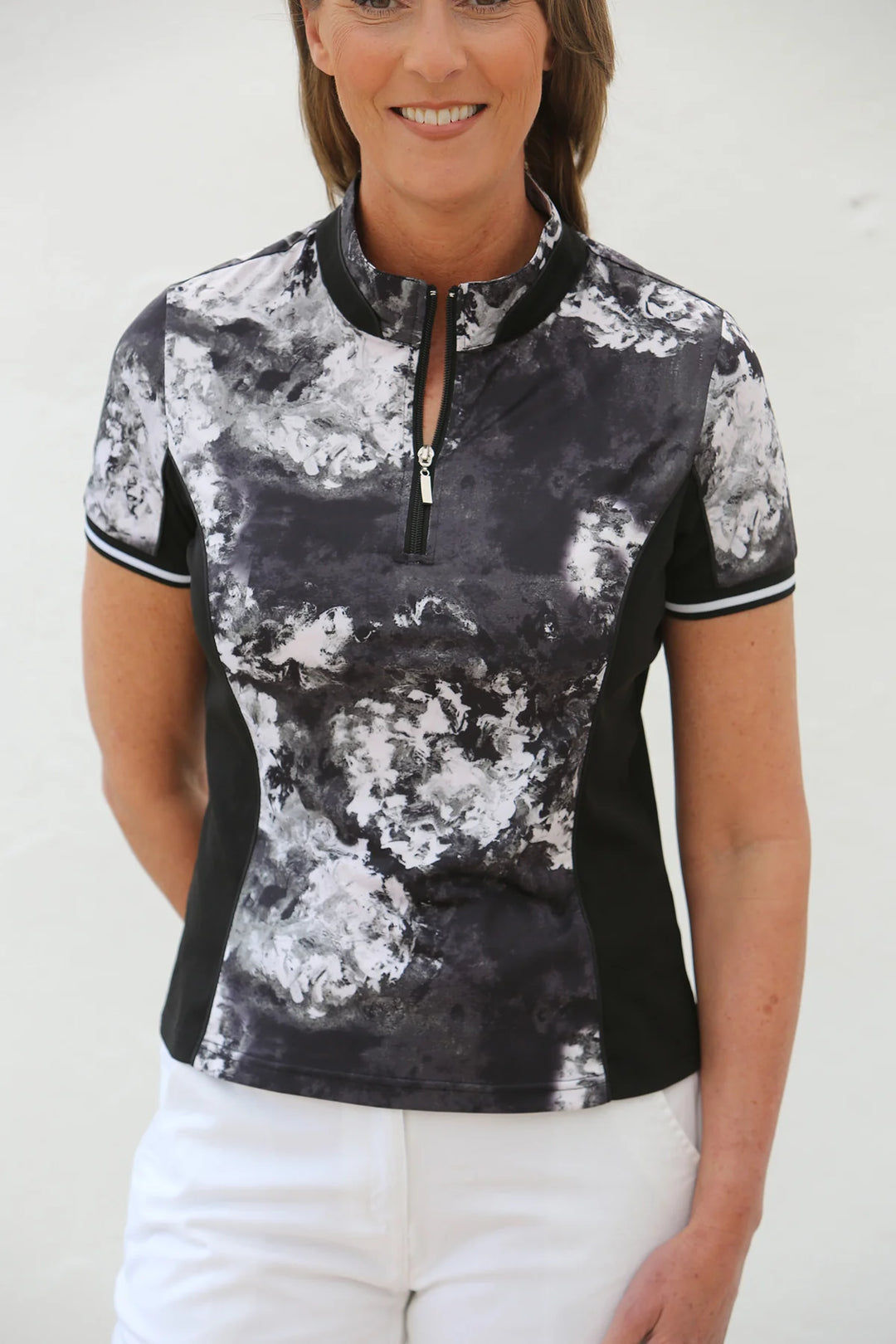 Famara Short Sleeve Art Top - Black Orchid - Skorzie