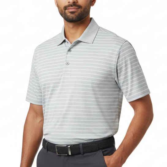 Straight Down Men's Golf Polo Del Mar Stripe Herb Size L
