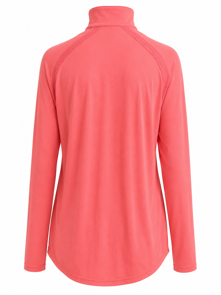 SanSoleil Womens Long Sleeve Zip Polo - Watermelon