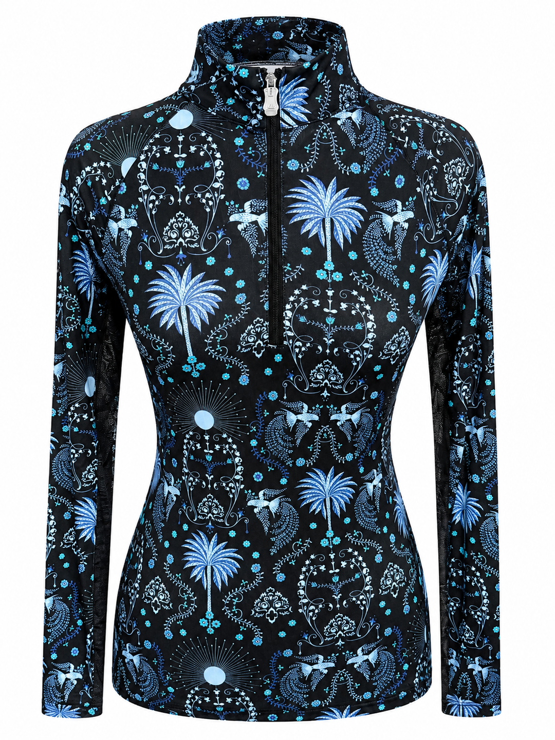 Kastel Denmark Long Sleeve 1/4 Zip Sun Shirt - Birds & Palms - Skorzie