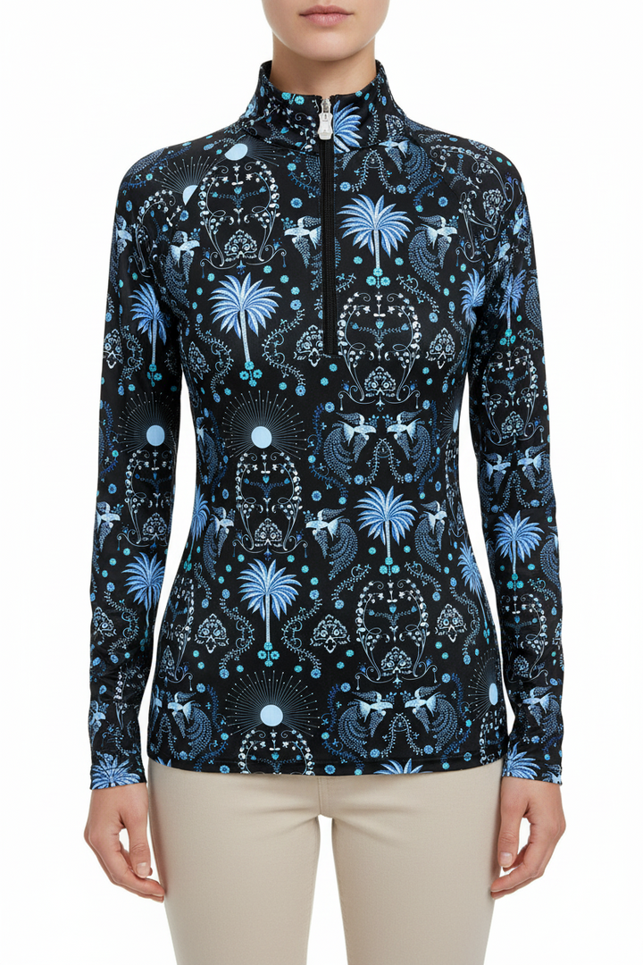 Kastel Denmark Long Sleeve 1/4 Zip Sun Shirt - Birds & Palms - Skorzie
