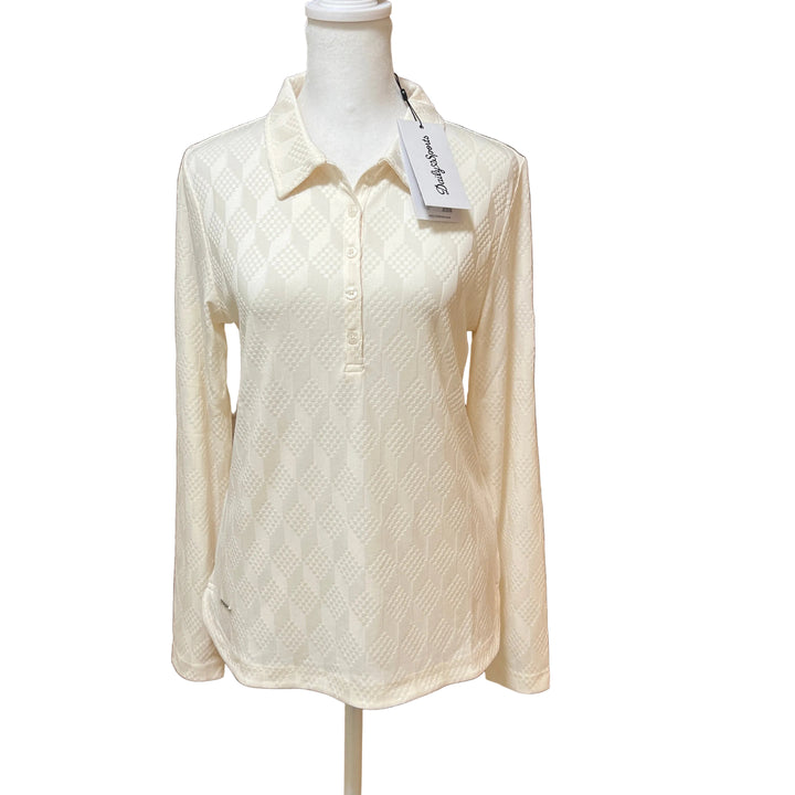 Daily Sports Jacquard LS Polo (w/ logo) - Ivory - Skorzie