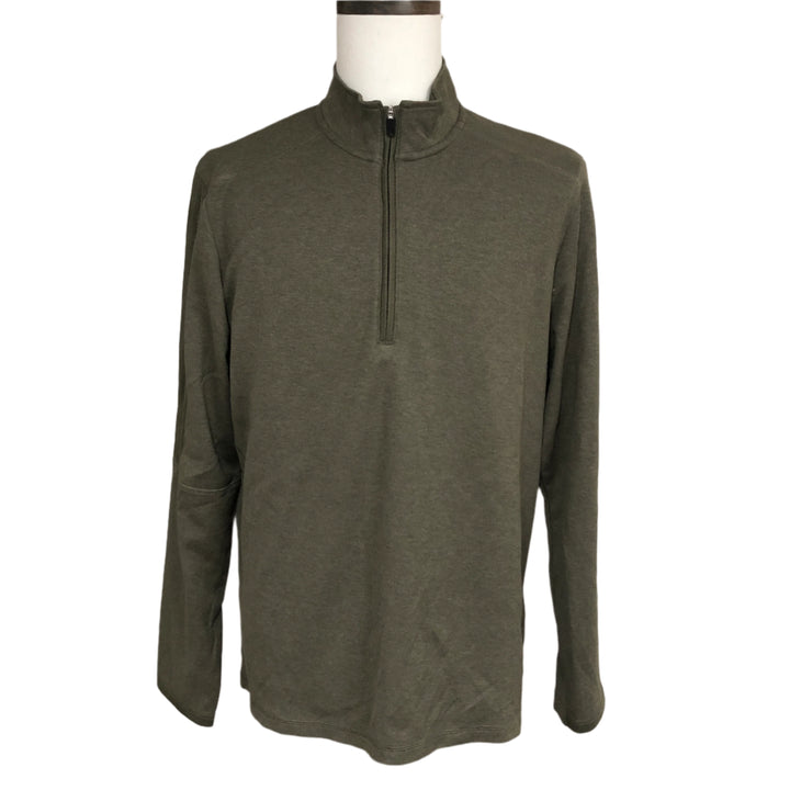 Adidas 3 Stripes 1/4 Zip (w/ logo) - Olive - Large - Skorzie