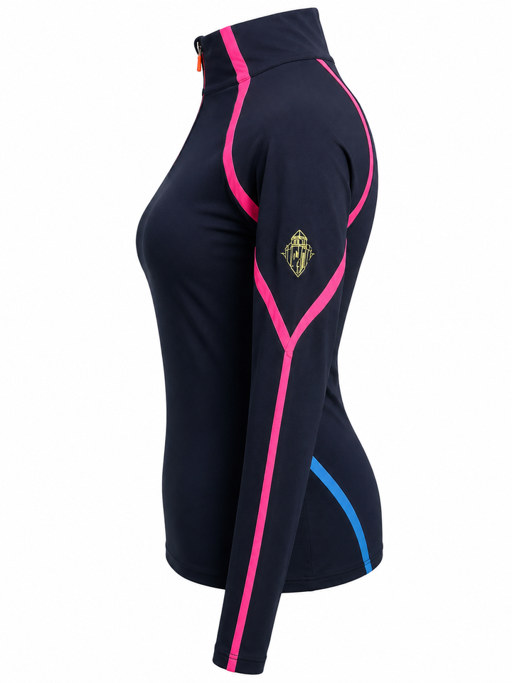 G/FORE Color Block Neon Quarter Zip (w/ logo) - Twilight - Small