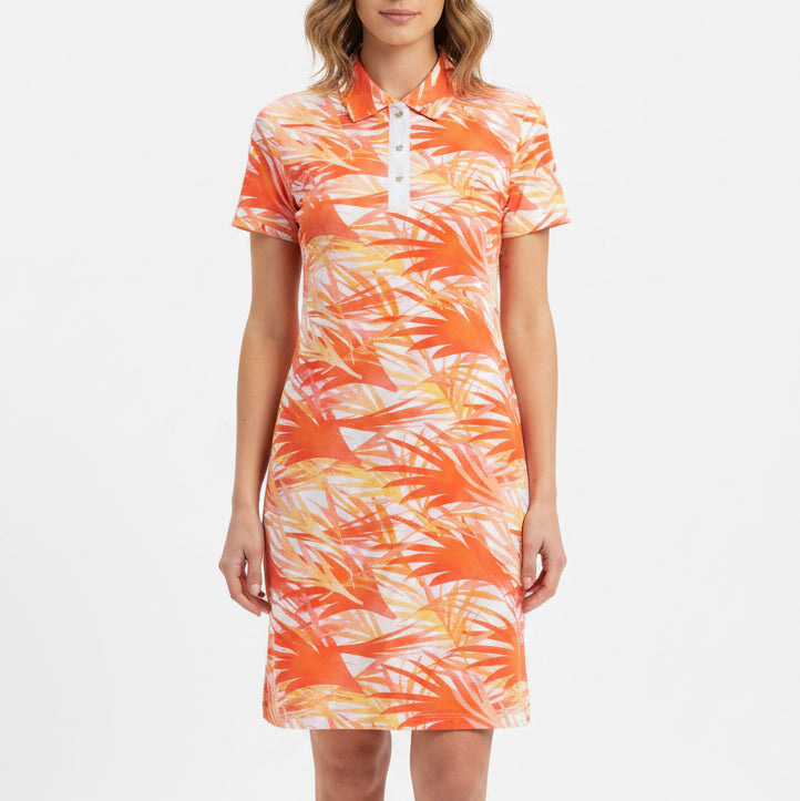MDC Women's Golf Dress Watercolor Print 35" Papaya