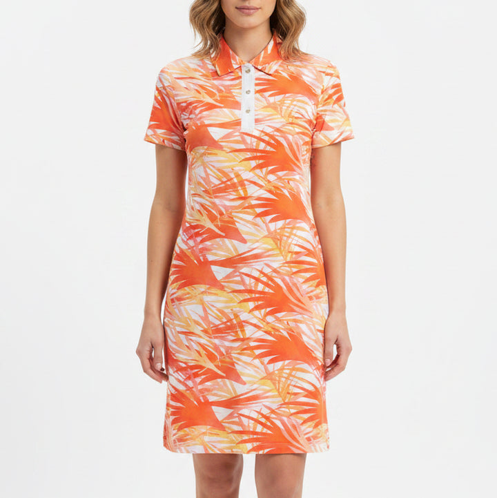 MDC Women's Golf Dress Watercolor Print 35" Papaya
