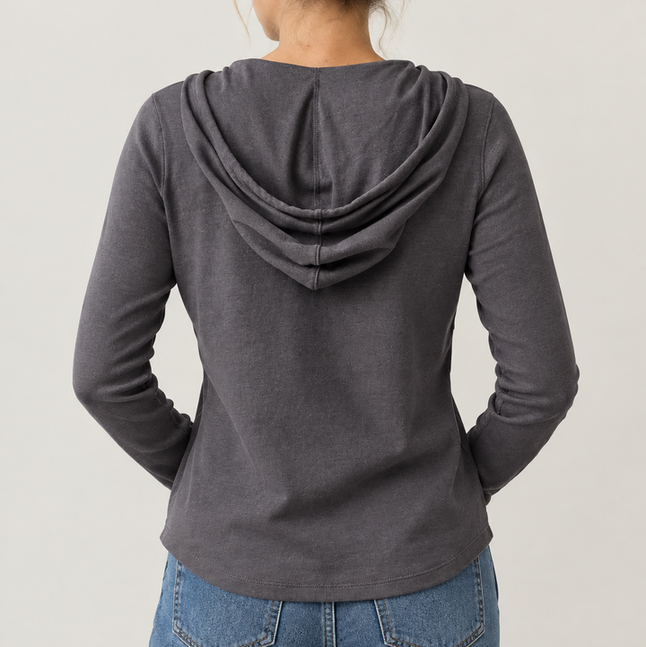 Straight Down Women's Quarter Zip Thyme Hoodie Night Shade Size M