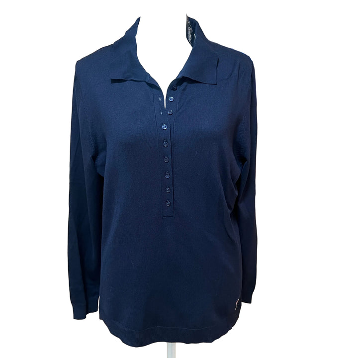 Golftini Button Polo Sweater (w/logo) - Navy - Skorzie