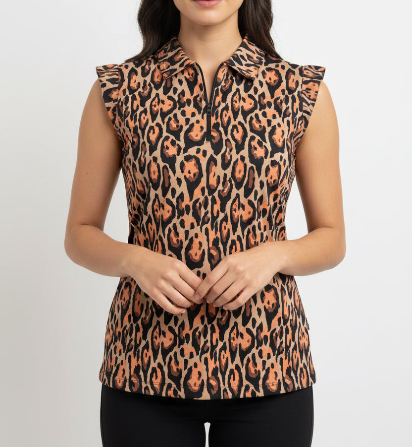 IBKUL Women's S/L Golf Polo Gemma Brown/Black Size S