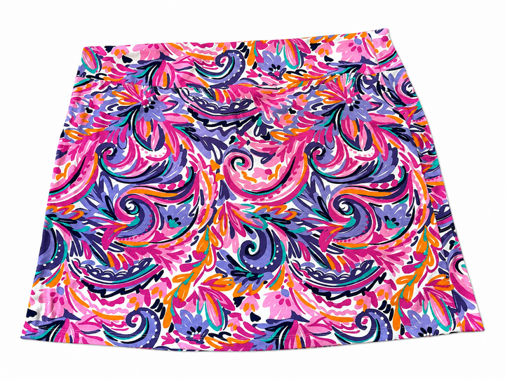 IBKUL Womens Aubrey Print Skort 18" - Plum/Multi - XL