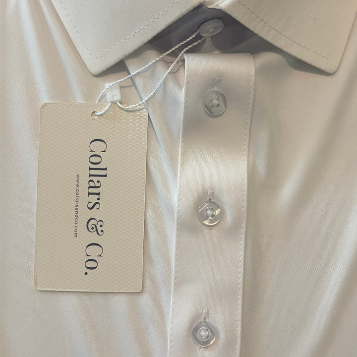 Collars & Co Men's Golf Polo Semi-Spread Collar White Size L