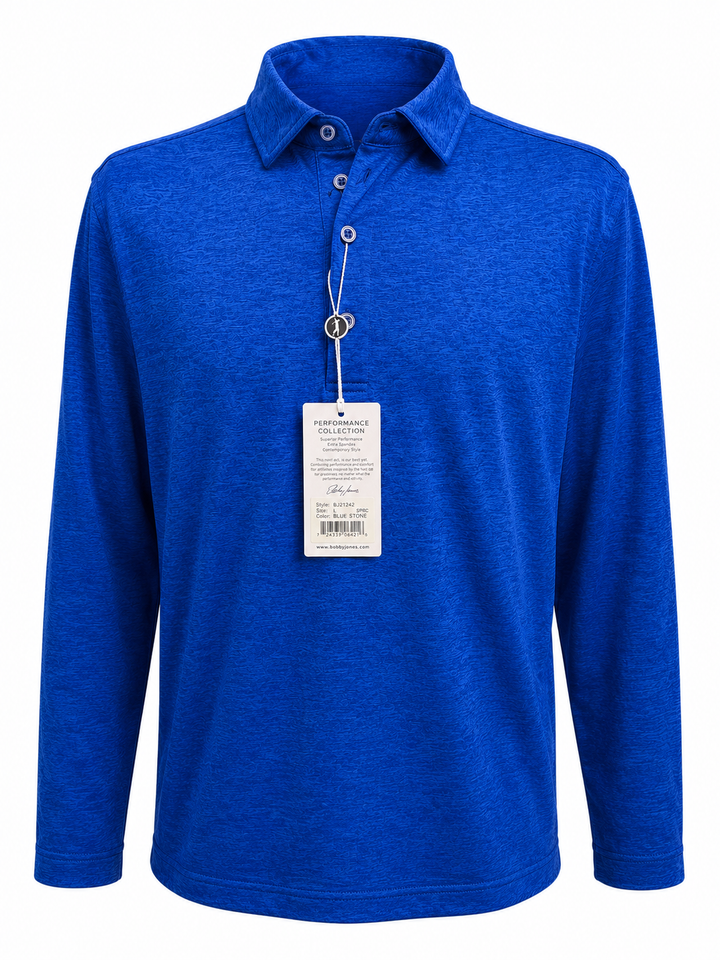 Bobby Jones Performance Long Sleeve Polo - Blue Stone - Medium