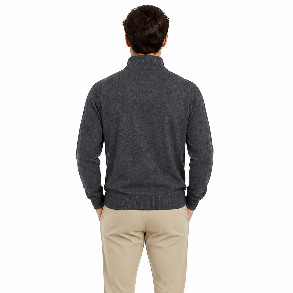 A.Poil Men's Quarter Zip Cashmere Grey Size S