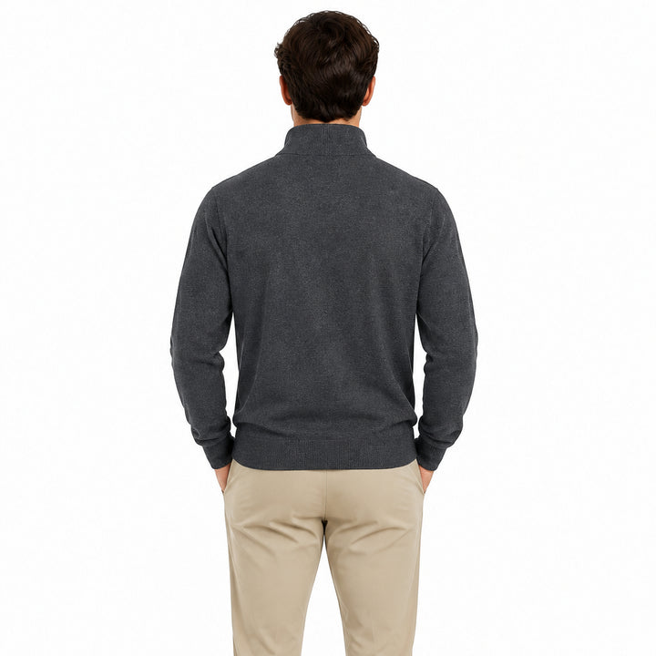 A.Poil Men's Quarter Zip Cashmere Grey Size S