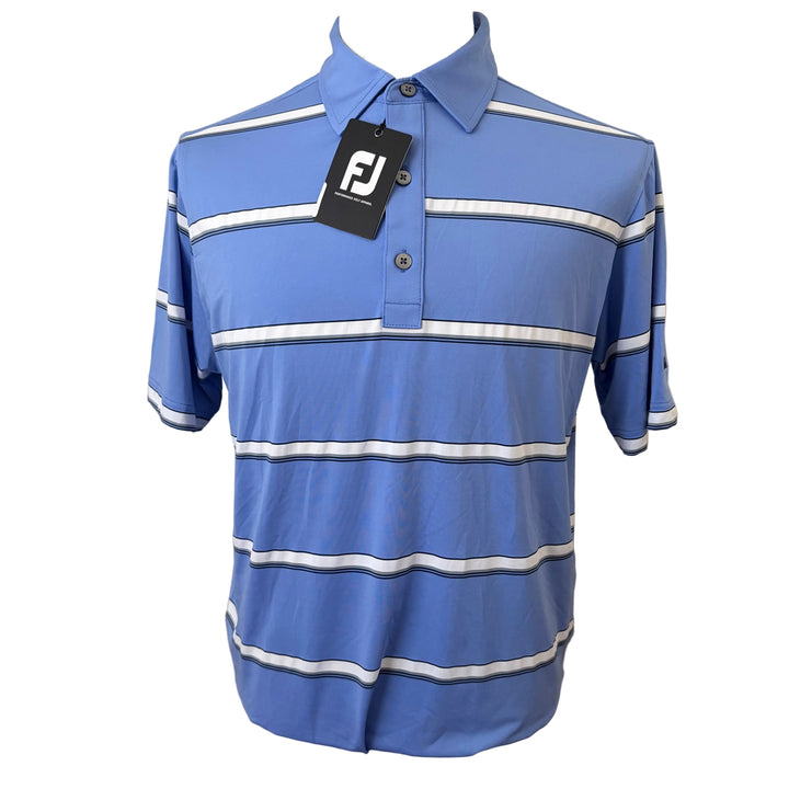 FootJoy Open Stripe Lisle Polo (w/logo) - Blue Violet - Small - Skorzie