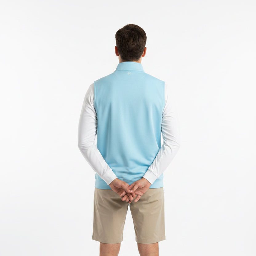 Peter Millar Men's Golf Vest Galway Stretch Loop Terry (w/logo) Tropical Blue Size XL