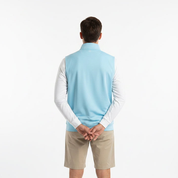 Peter Millar Men's Golf Vest Galway Stretch Loop Terry (w/logo) Tropical Blue Size XL