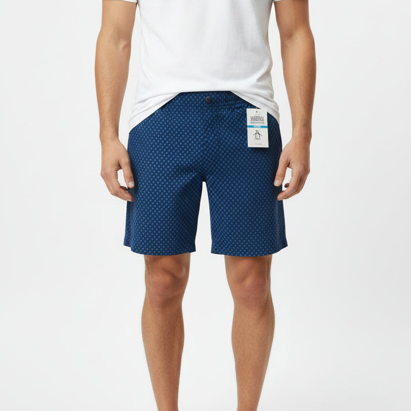 Original Penguin Men's Golf Short Patterned Performance (7.5") Black Iris Size M