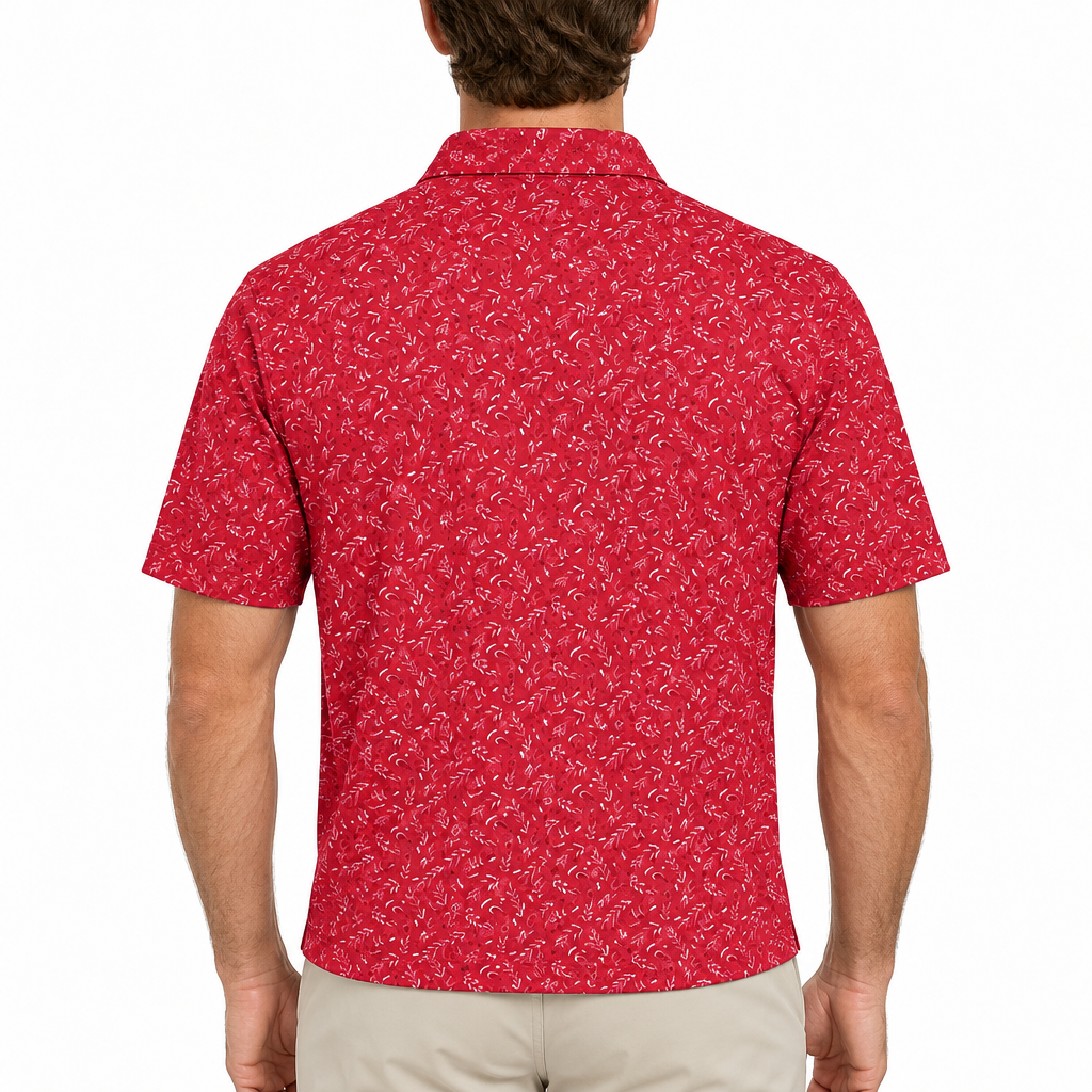 Black Clover Men's Golf Polo Lucky Feather Pomegranate Size L