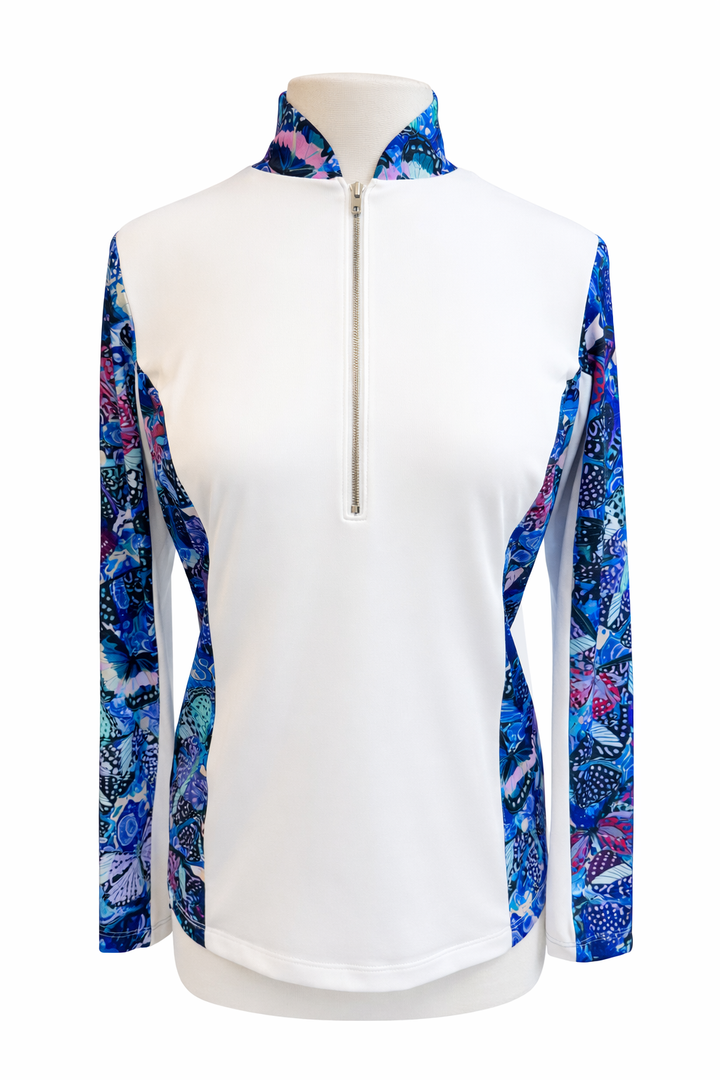 Amy Sport Katelyn Long Sleeve Top - Cotton Butterfly - Skorzie