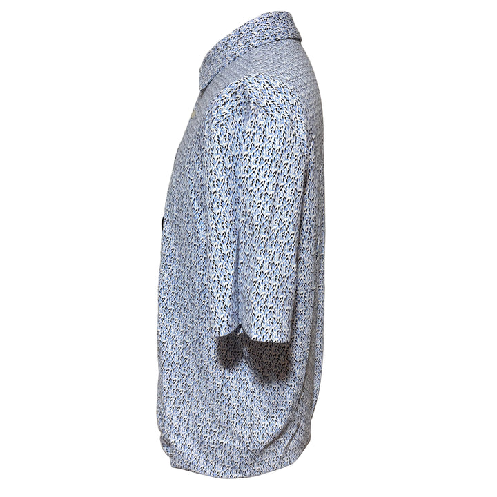 IBKUL Petals Print Short Sleeve Polo - Peri/Navy - Large - Skorzie