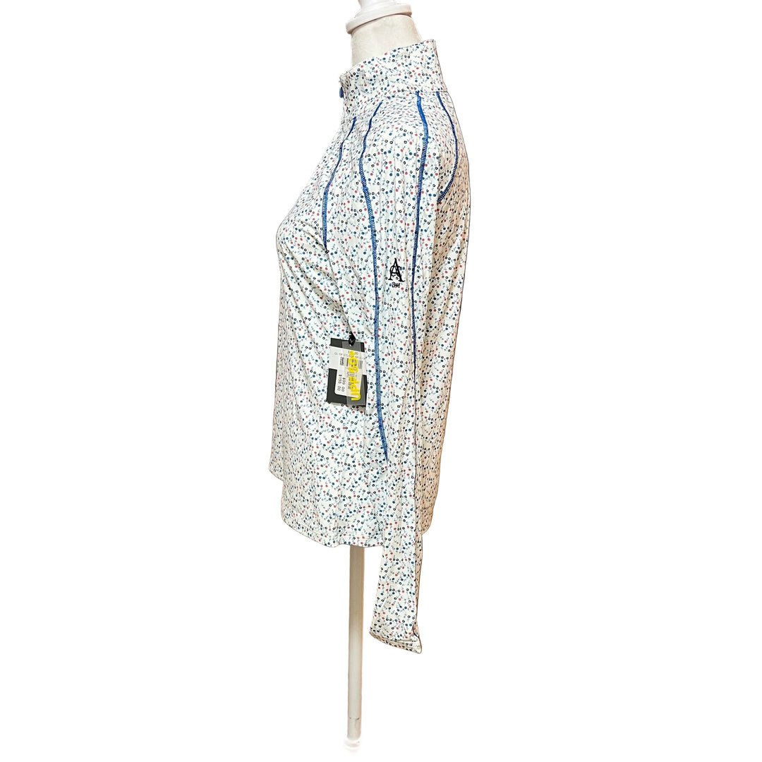 G/FORE Silky Tech L/S 1/4 Zip (w/ logo) - Snow/Poppy - Skorzie