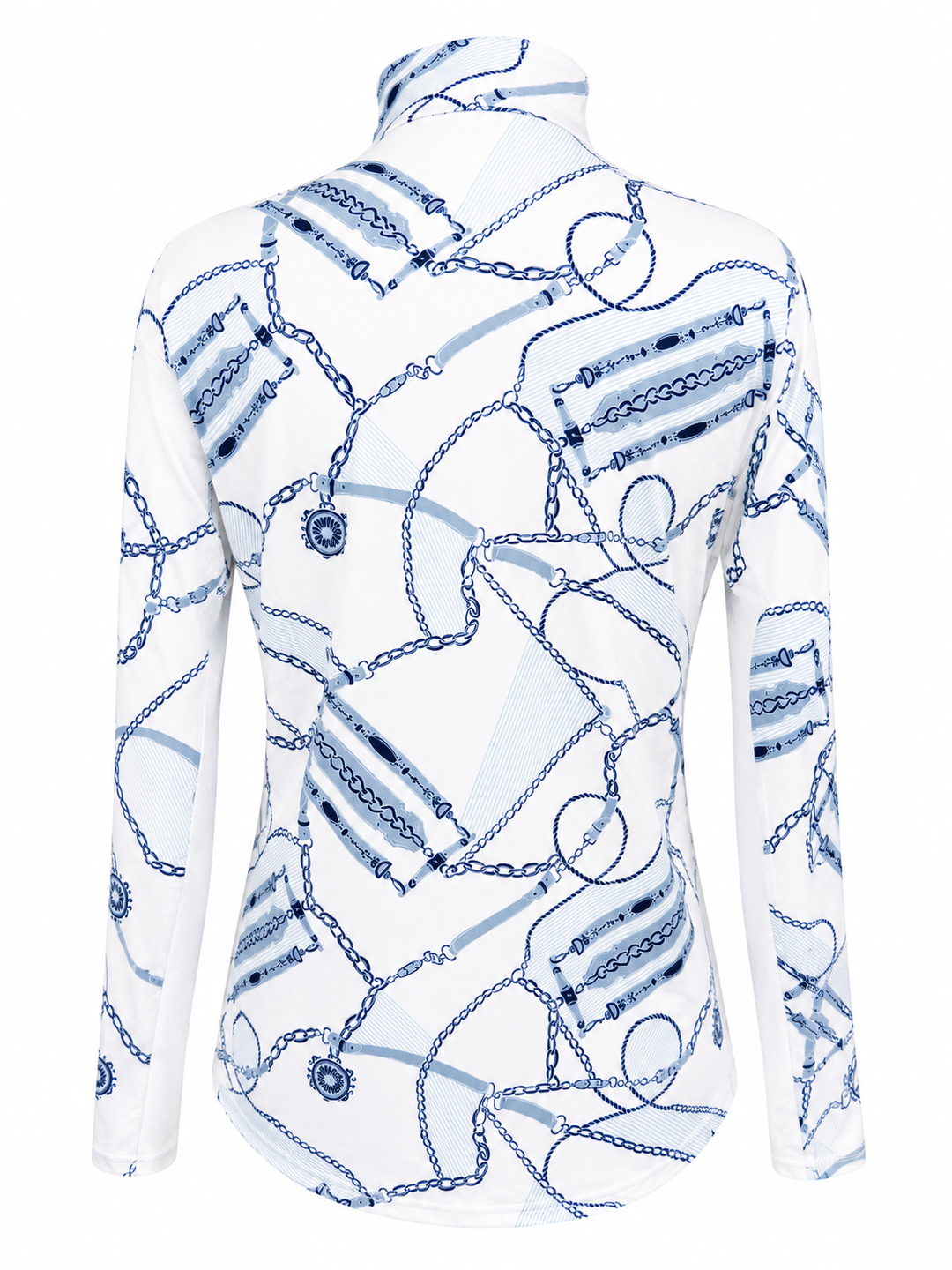 SanSoleil SolCool Print Long Sleeve Zip Mock - Tack Blues