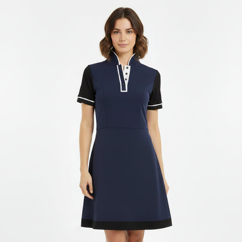 Never A Wallflower Henley Button Dress - Navy - Small - Skorzie