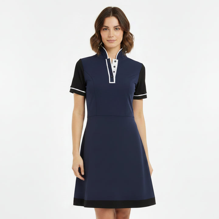 Never A Wallflower Henley Button Dress - Navy - Small - Skorzie