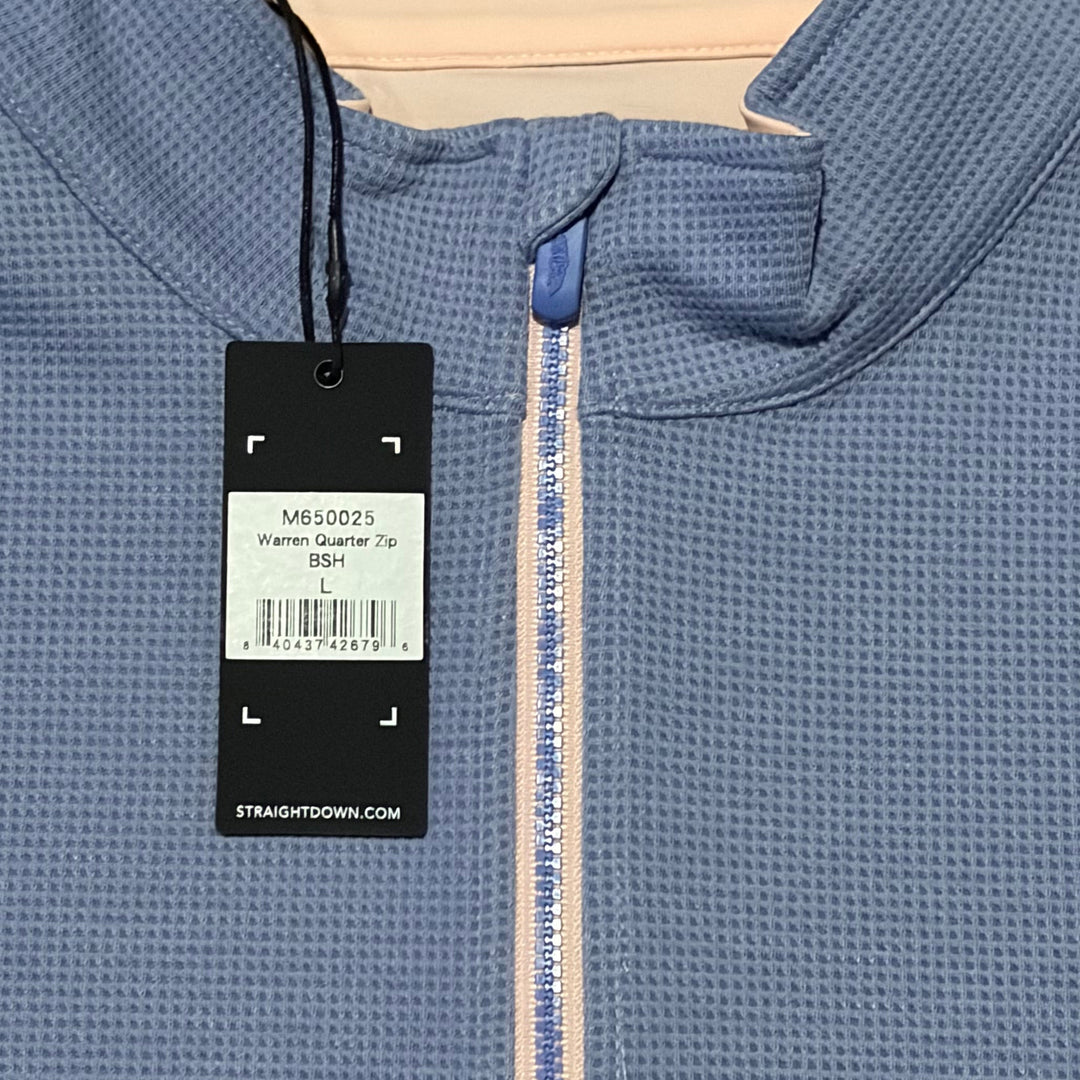 Straight Down Men's Golf Quarter Zip Warren Blue Shade Size L