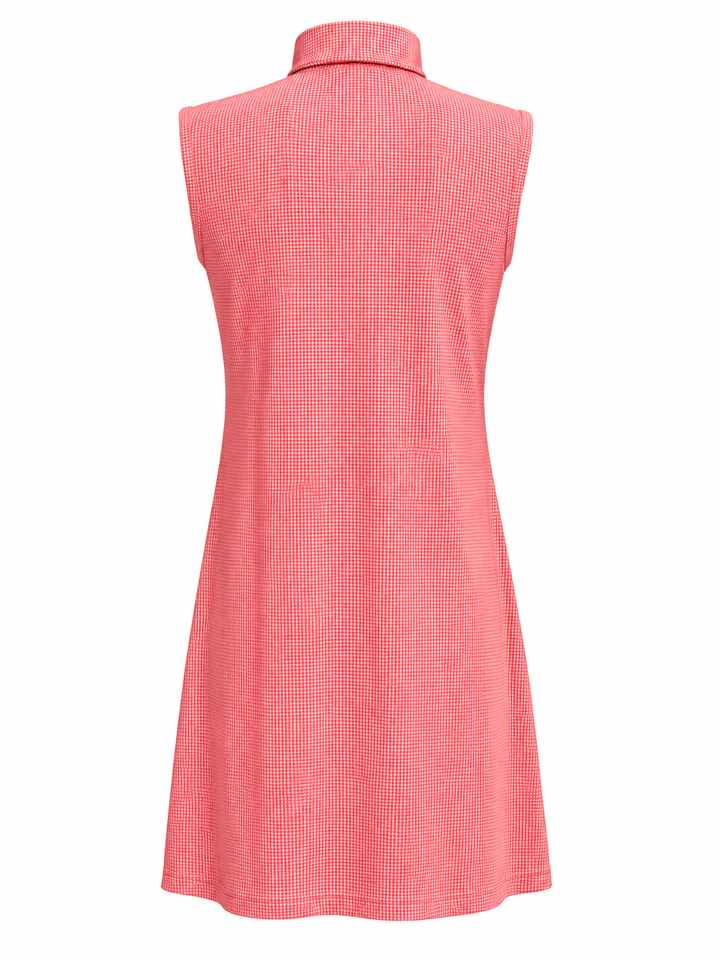 IBKUL Mini Check Sleeveless Zip Dress - Red/White