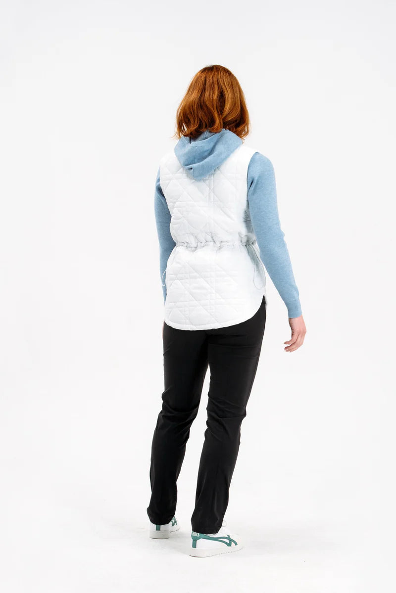 Foray Golf Longline Quilted Vest - White - Skorzie