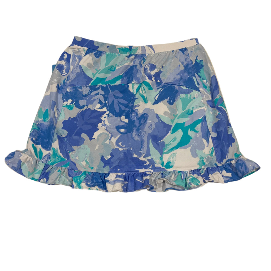 G-Lifestyle Ruffle Hem Skort (14") - Monet Peri/Turq - X-Small - Skorzie