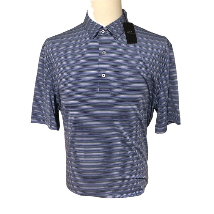 Greg Norman ML75 Stretch Panorama Stripe Polo - Tropic Navy - Large - Skorzie