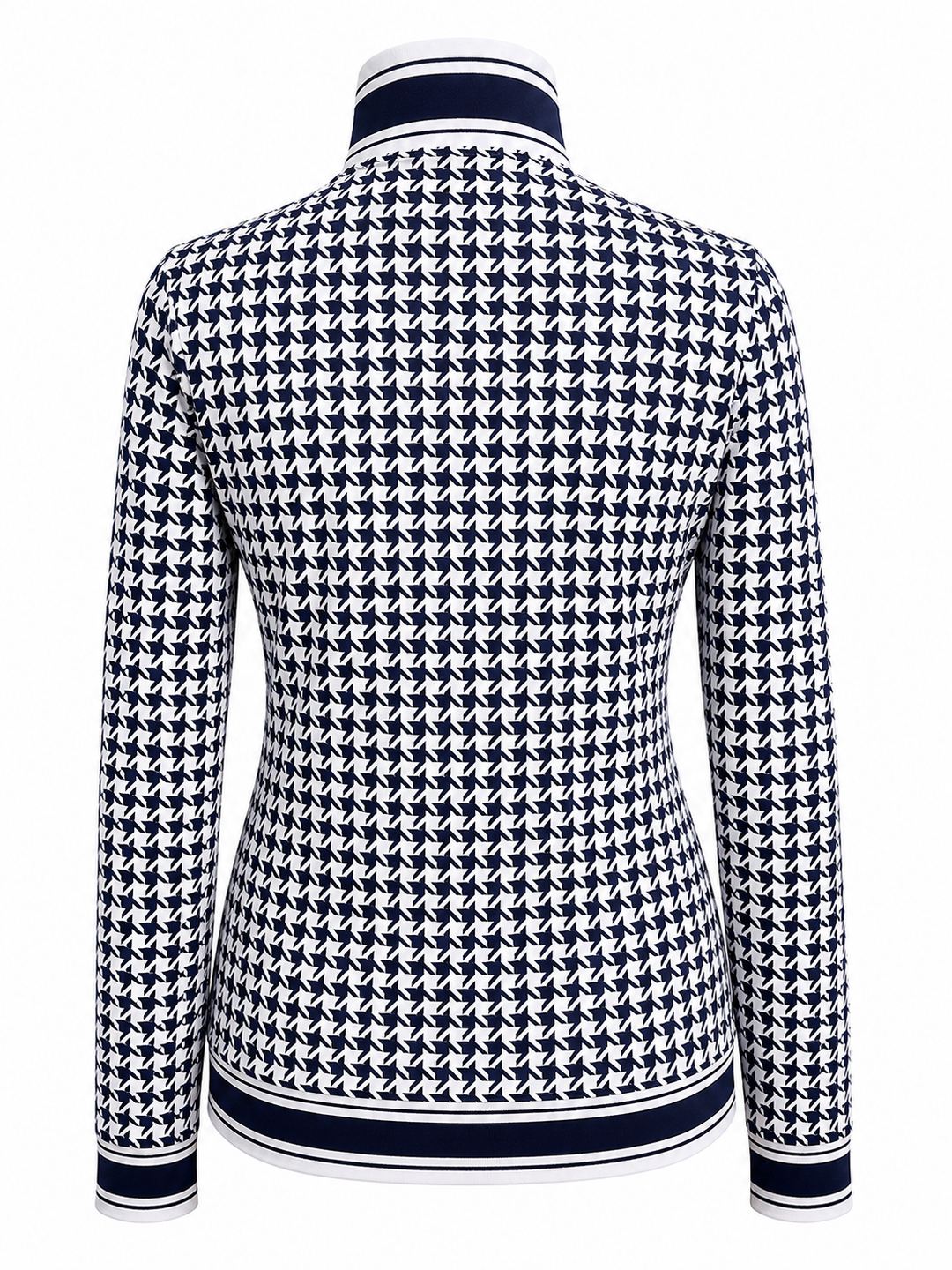G-Lifestyle Women's Golf Stretch Performance Zip Jacket - Navy Houndstooth - Small