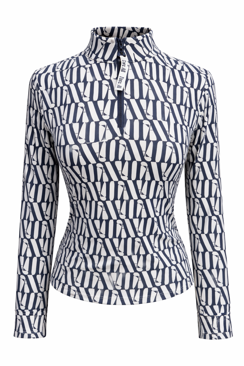 Fore All Bea Base Mock Top - Indigo/White "FA" Pattern - Skorzie