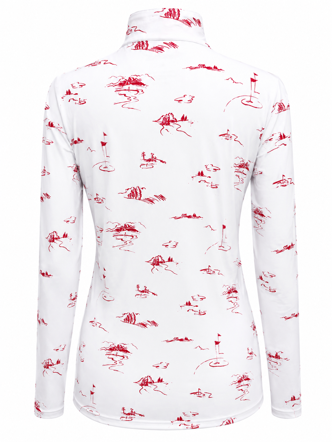 SanSoleil SolCool Print Long Sleeve Mock - Back 9 Red - XL