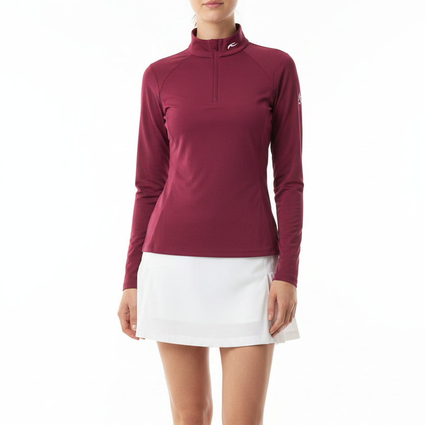 KJUS Women's Golf Top Kallena Half Zip (w/logo) Deep Ruby