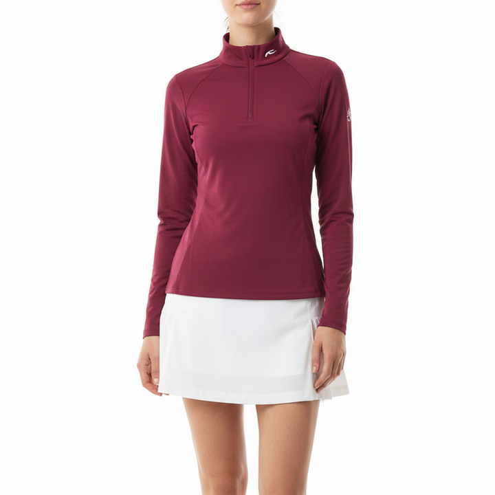 KJUS Women's Golf Top Kallena Half Zip (w/logo) Deep Ruby
