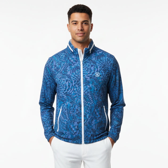 Original Penguin Men's Tennis Full Zip Jacket Perforated Black Iris Size M
