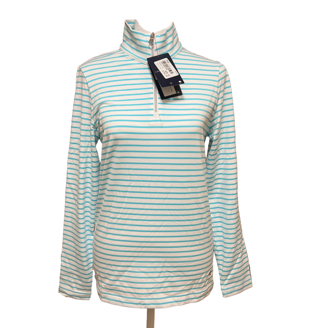 Lohla Sport Gemma Striped Top - White/Ocean - Medium - Skorzie