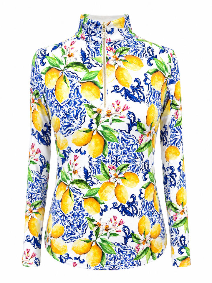 G-Lifestyle Long Sleeve Quarter Zip Top - Blue Lemon