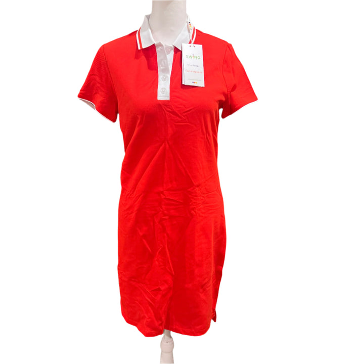 Swing Control Polo Dress (35") - Fiery Red/White - Small - Skorzie