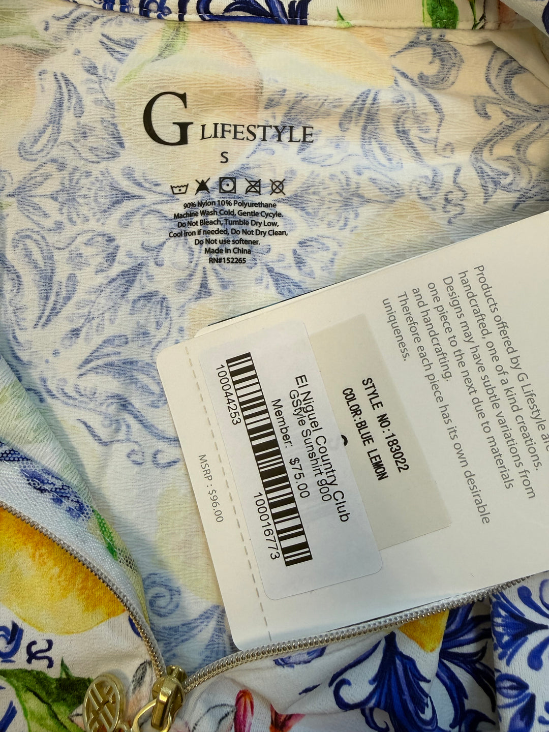 G-Lifestyle Long Sleeve Quarter Zip Top - Blue Lemon