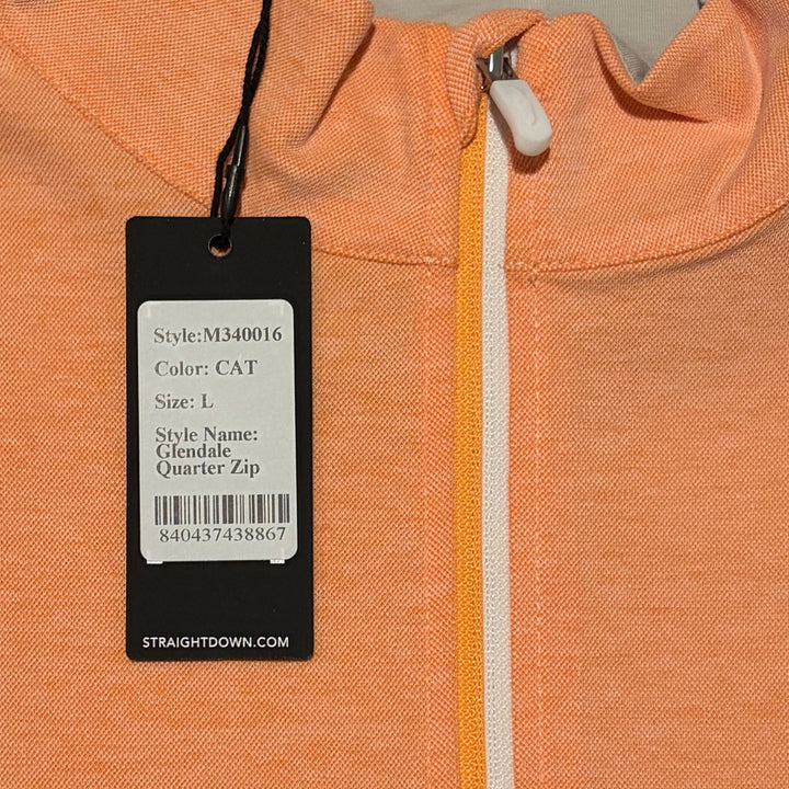 Straight Down Men's Golf Quarter Zip Glendale Cantaloupe Size L