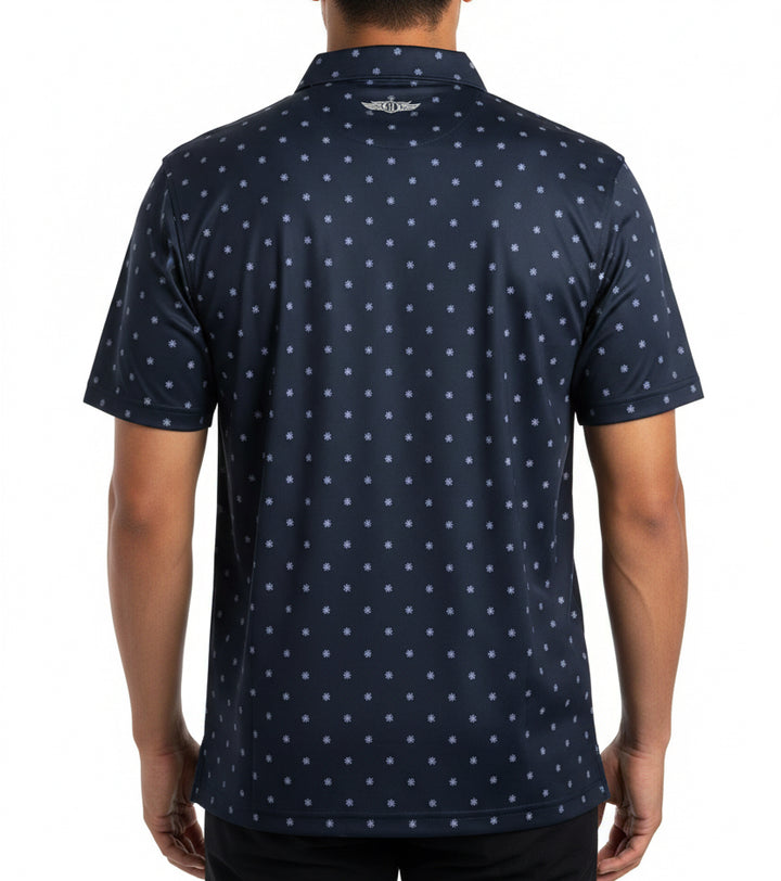 Straight Down Men's Golf Polo Al Fresco New Indigo Size L