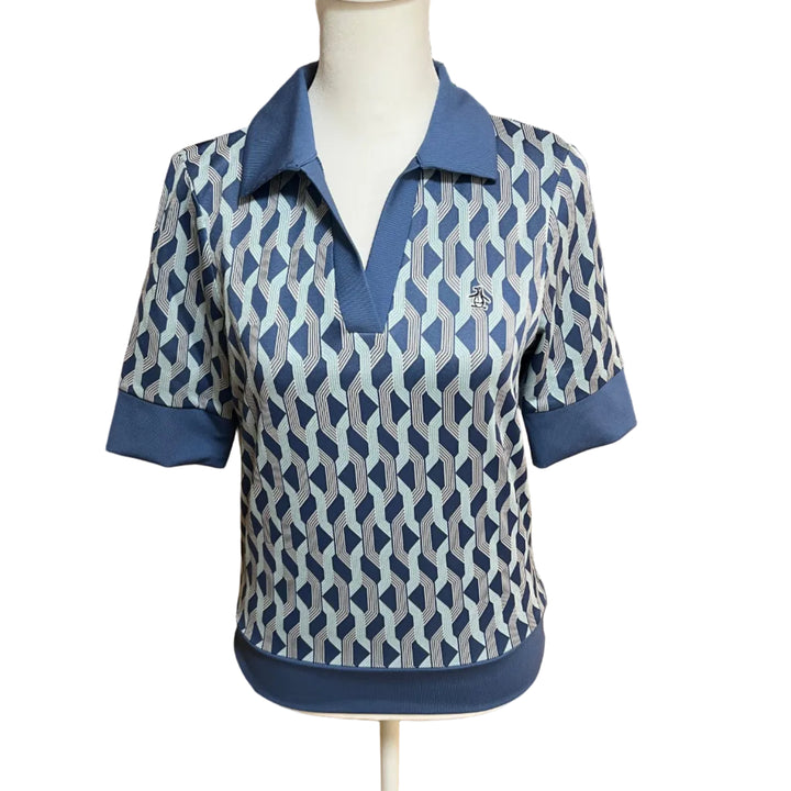 Penguin Half-Sleeve Geometric Top - True Navy - Small - Skorzie