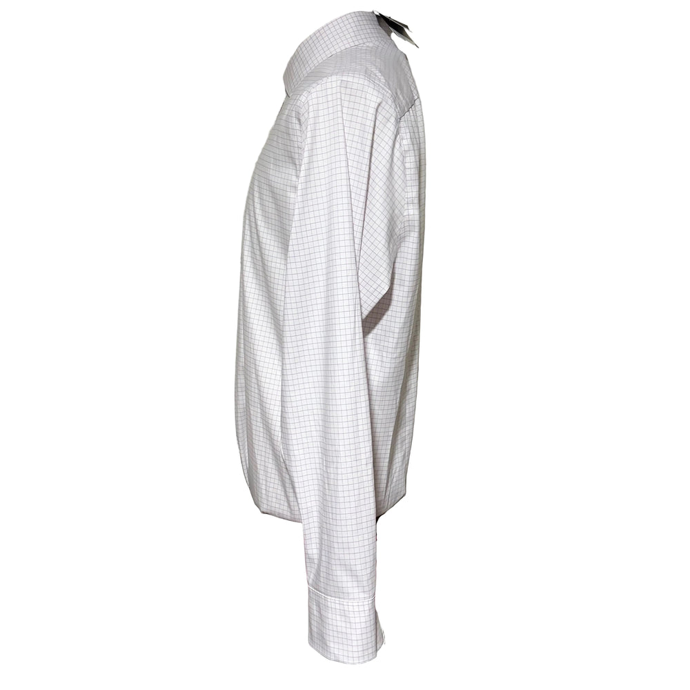 Mizzen + Main Trim Fit Hilton L/S Dress Shirt - White Lavender Grid - Large - Skorzie