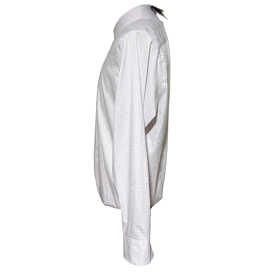 Mizzen + Main Trim Fit Hilton L/S Dress Shirt - White Lavender Grid - Large - Skorzie