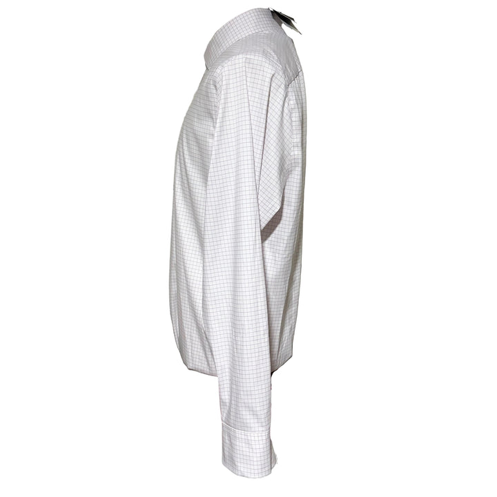 Mizzen + Main Trim Fit Hilton L/S Dress Shirt - White Lavender Grid - Large - Skorzie